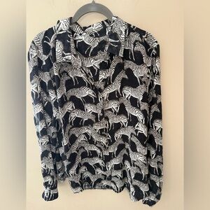 Zebra button front shirt rayon novelty size 1X?